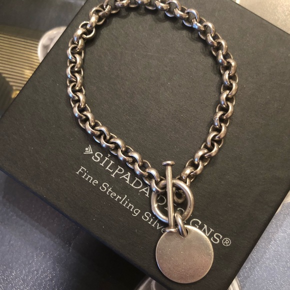 Silpada Sterling Silver Rolo Link Disc Charm Bracelet B0481 - Picture 7 of 9